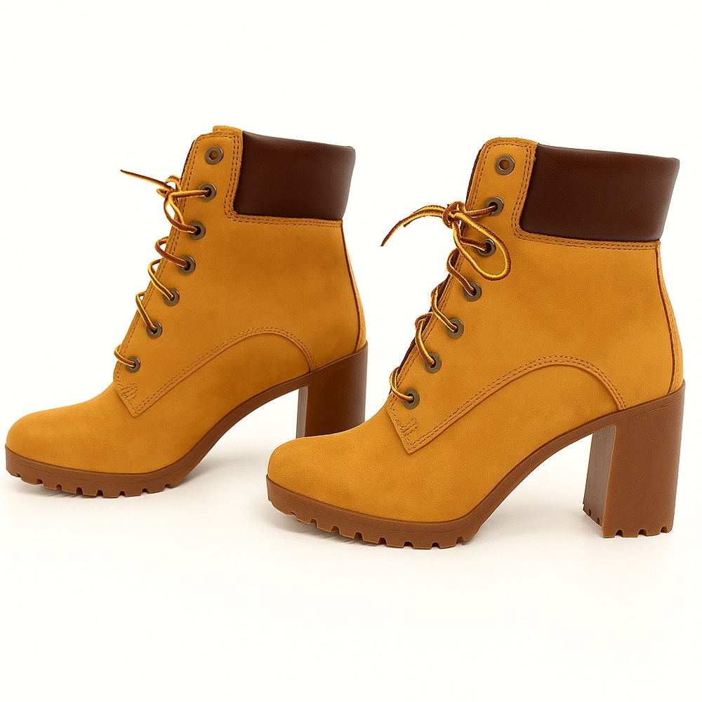 Timberland Mustard and Chocolate Heeled Boots